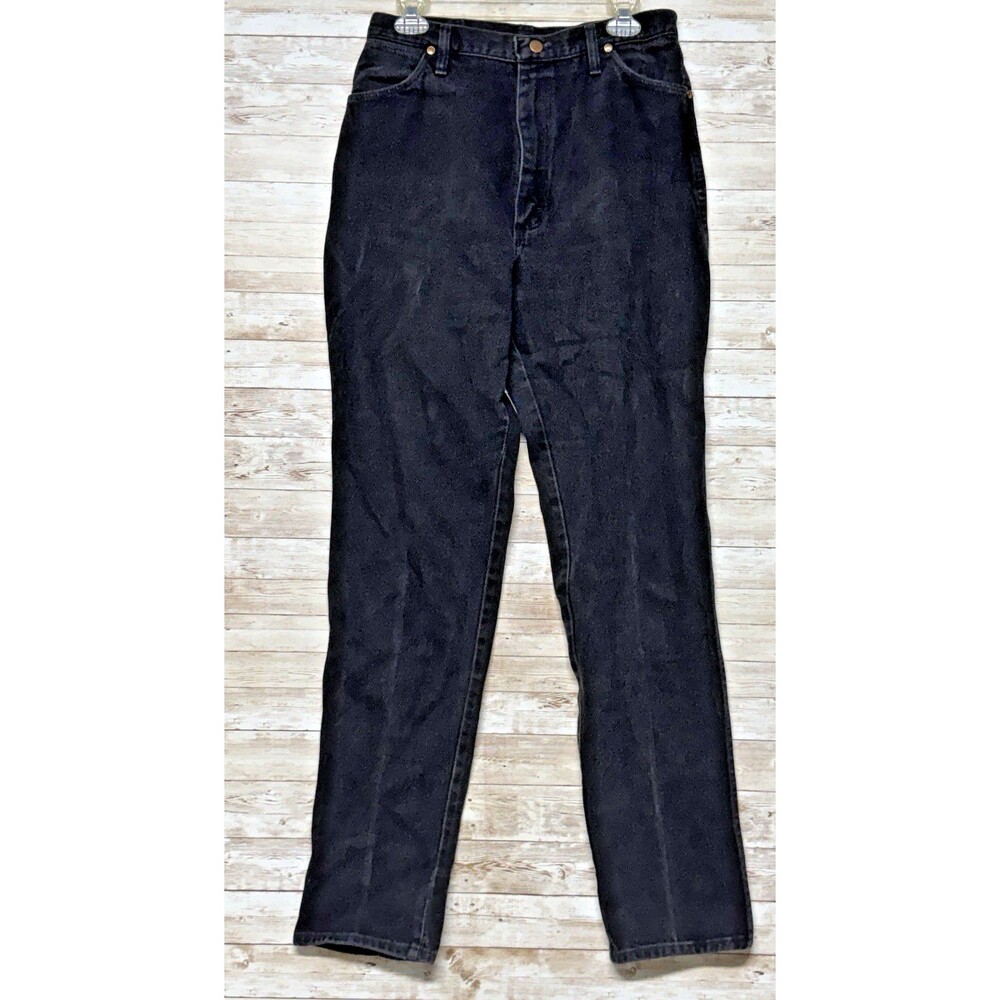 Vintage Wrangler Black Wash Jeans Womens 15/16x34 Made in USA High Rise Retro
